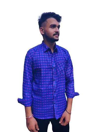 Unique Style Casual Pure Shirt for Men (Medium, Blue)