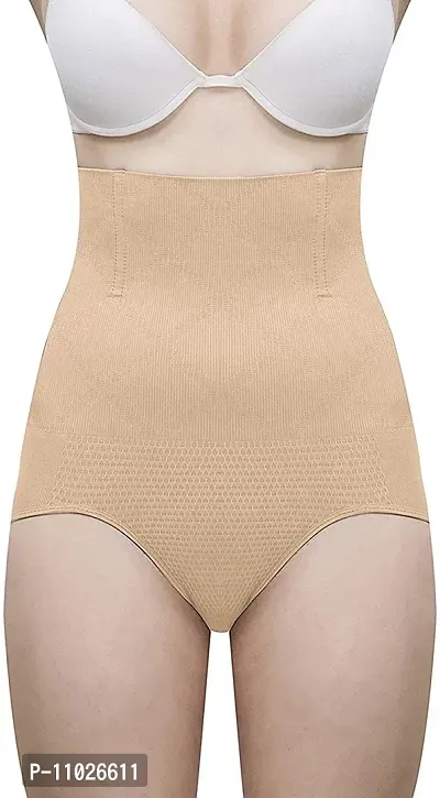 Stylish Beige Nylon Self Pattern Body Shaper For Women