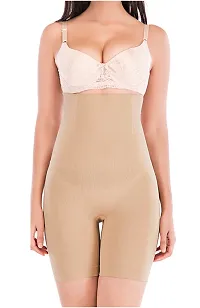 Beige Cotton Spandex Solid Shapewear For Women-thumb1