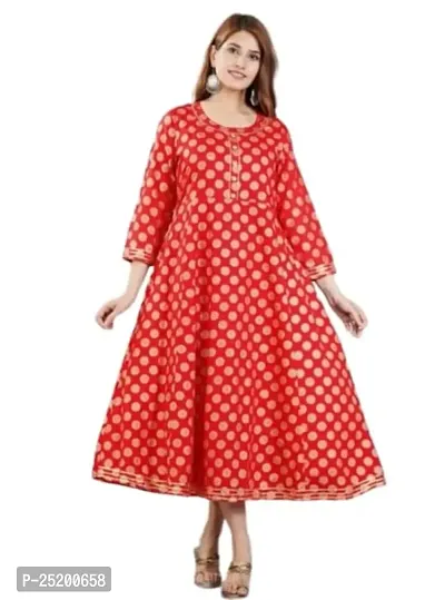 Jai AMBE Creation? Women Printed Viscose Rayon Flared Kurta?(Jkurti-02-Red-XXXXXL)