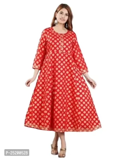 Jai AMBE Creation? Women Printed Viscose Rayon Flared Kurta?(Jkurti-02-Red-L)-thumb0