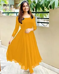 Stylish Orange Georgette Solid Anarkali Kurta For Women-thumb1