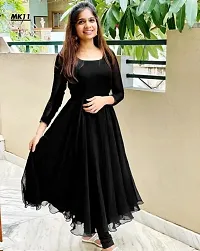 Stylish Black Georgette Solid Anarkali Kurta For Women-thumb1