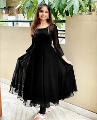 Stylish Black Georgette Solid Anarkali Kurta For Women-thumb2