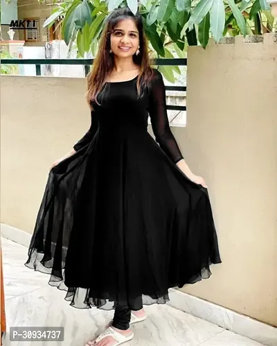 Stylish Black Georgette Solid Anarkali Kurta For Women-thumb3