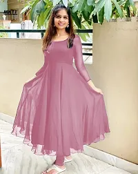 Stylish Pink Georgette Solid Anarkali Kurta For Women-thumb2