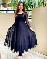 Stylish Navy Blue Georgette Solid Anarkali Kurta For Women-thumb2