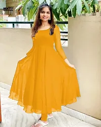 Stylish Orange Georgette Solid Anarkali Kurta For Women-thumb2