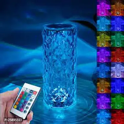 Skykart24 Crystal Lamp,16 Color Changing Rose Crystal Diamond Table Lamp,USB Rechargeable Touch Bedside Lamp Night Light with Remote Control, for Bedroom Living Room Party Dinner Decor(Pack of 1)-thumb0