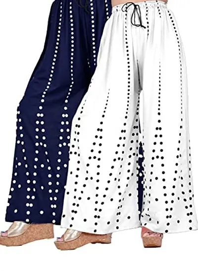 Areeba Collection Women's Regular Fit Palazzos (M, and White)