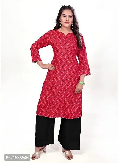 4k fashion Women Printed Kurti for Office Wear, Casual Kurti, Regular Wear,Kurta for Women/Girls Kurtis (Medium, RED)-thumb3