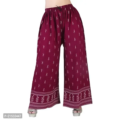 Rayon Women's Regular Fit Palazzo (AC-29_Blue And Maroon_XL)-thumb4