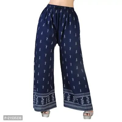 4k fashion Western Woman's Fit Relaxed Palazzo Bottom (M, Blue and Maroon)-thumb2