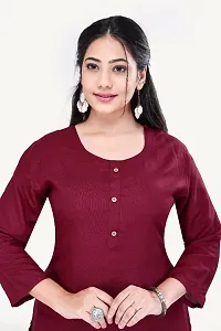 4k fashion Women Plain Kurti for Office Wear, Casual Kurti, Regular Wear,Kurta for Women/Girls Kurtis (M, Maroon)-thumb1