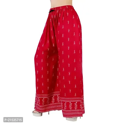 4k fashion Western Woman's Fit Relaxed Palazzo Bottom (M, RED)