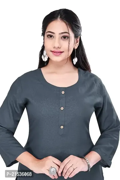 4k fashion Women Plain Kurti for Office Wear, Casual Kurti, Regular Wear,Kurta for Women/Girls Kurtis (M, Grey)-thumb0