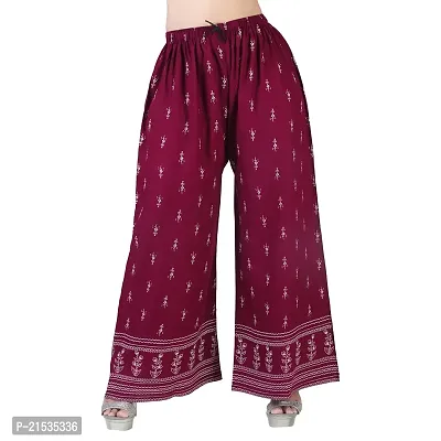 4k fashion Western Woman's Fit Relaxed Palazzo Bottom (M, Blue and Maroon)-thumb5