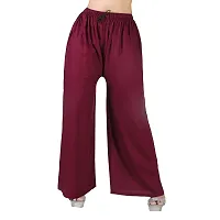 4k fashion Western Woman's Fit Relaxed Palazzo Bottom (M, Maroon and RED)-thumb2