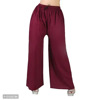 4k fashion Western Woman's Fit Relaxed Palazzo Bottom (M, Maroon and RED)-thumb3