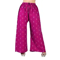 4k fashion Western Woman's Fit Relaxed Palazzo Bottom (M, Pink and Black)-thumb1