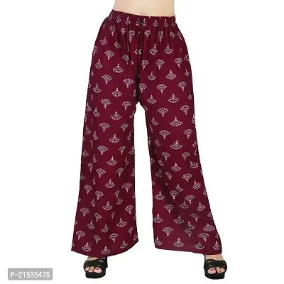 4k fashion Western Womans Fit Palazzo (2XL, Maroon and White)-thumb2