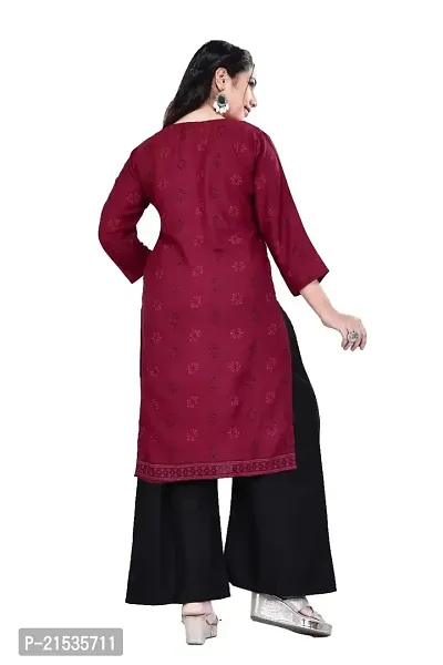 4k fashion Women Printed Kurti for Office Wear, Casual Kurti, Regular Wear,Kurta for Women/Girls Kurtis (M, Blue and Maroon)-thumb2