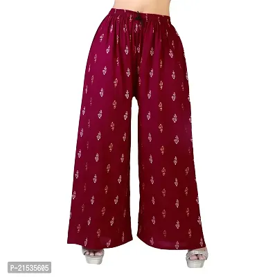 4k fashion Western Woman's Fit Relaxed Palazzo Bottom (M, Blue and Maroon)-thumb5