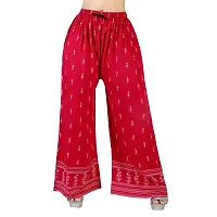 4k fashion Western Woman's Fit Relaxed Palazzo Bottom (2XL, RED)-thumb1