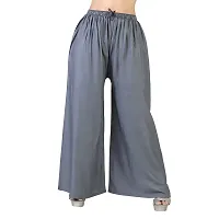 4k fashion Western Woman's Fit Relaxed Palazzo Bottom (M, Grey and Black)-thumb2