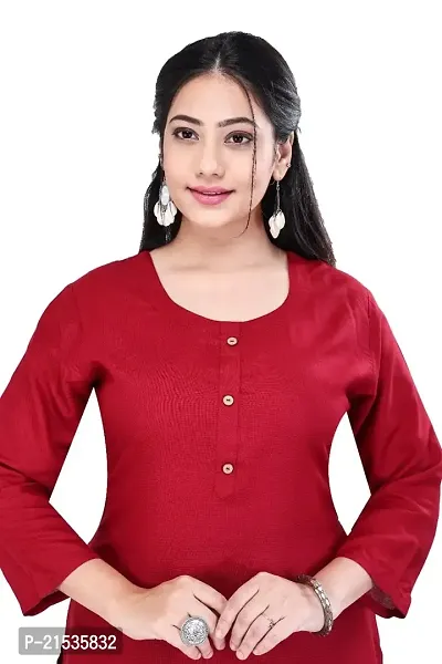 4k fashion Women Plain Kurti for Office Wear, Casual Kurti, Regular Wear,Kurta for Women/Girls Kurtis (M, RED)-thumb0