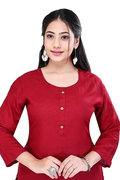 4k fashion Women Plain Kurti for Office Wear, Casual Kurti, Regular Wear,Kurta for Women/Girls Kurtis (M, RED)