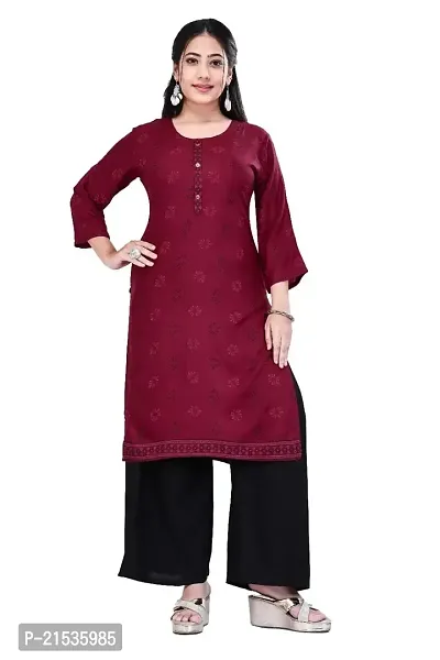 4k fashion Women Printed Kurti with Palazzo for Office Wear, Casual Kurti, Regular Wear,Kurta for Women/Girls Kurtis and Palazzo Maroon