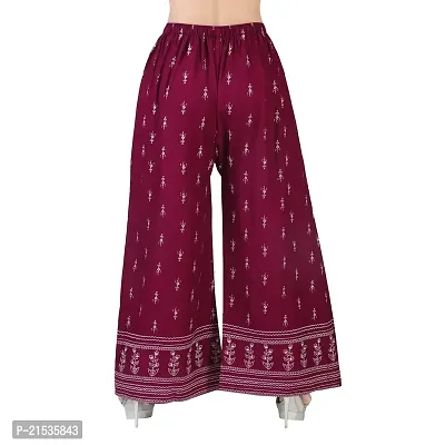 4k fashion Western Woman's Fit Relaxed Palazzo Bottom (M, Maroon)-thumb2