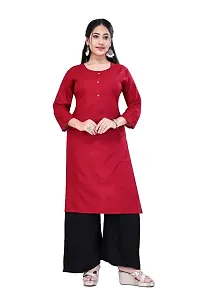 4k fashion Women Plain Kurti for Office Wear, Casual Kurti, Regular Wear,Kurta for Women/Girls Kurtis (M, RED)-thumb3