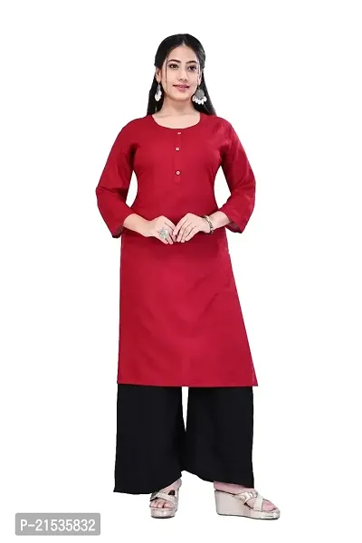 4k fashion Women Plain Kurti for Office Wear, Casual Kurti, Regular Wear,Kurta for Women/Girls Kurtis (M, RED)-thumb4