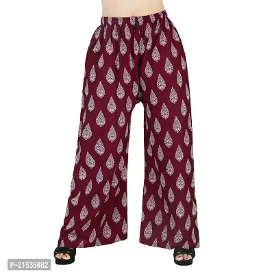 4k fashion Western Woman's Fit Palazzo (2XL, Grey and Maroon)-thumb5