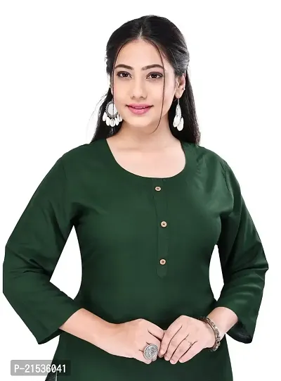 4k fashion Women Plain Kurti for Office Wear, Casual Kurti, Regular Wear,Kurta for Women/Girls Kurtis (M, Green)