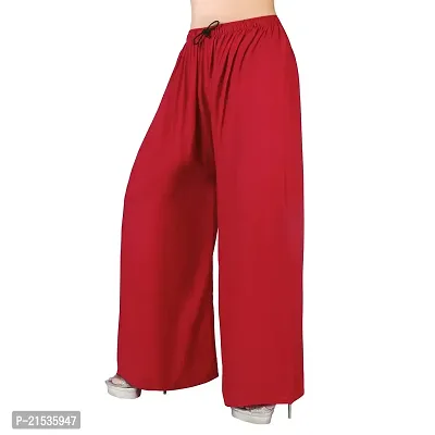 4k fashion Western Woman's Fit Relaxed Palazzo Bottom (M, RED)