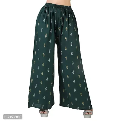 4k fashion Western Woman's Fit Relaxed Palazzo Bottom (M, Black and Green)-thumb5