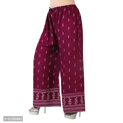 4k fashion Western Woman's Fit Relaxed Palazzo Bottom (M, Maroon)-thumb0