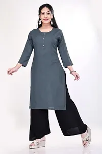 4k fashion Women Plain Kurti for Office Wear, Casual Kurti, Regular Wear,Kurta for Women/Girls Kurtis (M, Grey)-thumb1