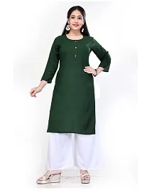 4k fashion Women Plain Kurti for Office Wear, Casual Kurti, Regular Wear,Kurta for Women/Girls Kurtis (M, Green)-thumb1