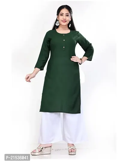 4k fashion Women Plain Kurti for Office Wear, Casual Kurti, Regular Wear,Kurta for Women/Girls Kurtis (M, Green)-thumb2