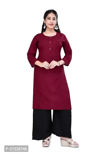 4k fashion Women Plain Kurti for Office Wear, Casual Kurti, Regular Wear,Kurta for Women/Girls Kurtis (M, Maroon)-thumb0