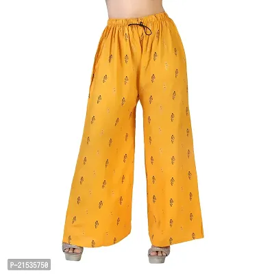 4k fashion Western Woman's Fit Relaxed Palazzo Bottom (M, Yellow and Black)-thumb2