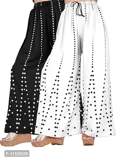 4k fashion Western Woman's Fit Relaxed Palazzo Bottom (M, Black and White)