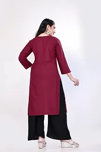 4k fashion Women Plain Kurti for Office Wear, Casual Kurti, Regular Wear,Kurta for Women/Girls Kurtis (M, Maroon)-thumb2