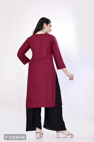 4k fashion Women Plain Kurti for Office Wear, Casual Kurti, Regular Wear,Kurta for Women/Girls Kurtis (M, Maroon)-thumb3