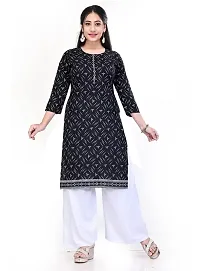 4k fashion Women Printed Kurti for Office Wear, Casual Kurti, Regular Wear,Kurta for Women/Girls Kurtis (M, Black and Blue)-thumb4