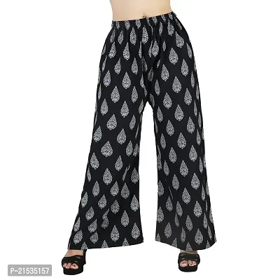 4k fashion Western Woman's Fit Palazzo (XL, Black and Grey)-thumb2